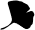 Minimalistisches Icon eines schwarzen Ginkgo-Blattes mit markanter Fächerform.